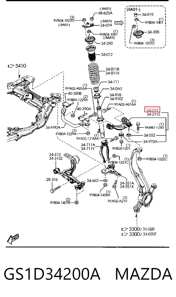 Верхний рычаг GS1D34200A Mazda