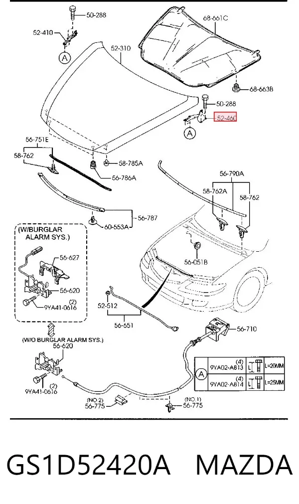 Петля капота левая GS1D52420A Mazda