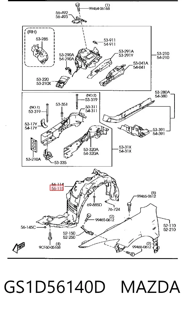 Подкрылок передний левый GS1D56140D Mazda