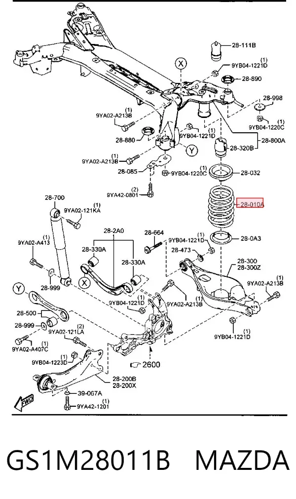 Задняя пружина GS1M28011B Mazda