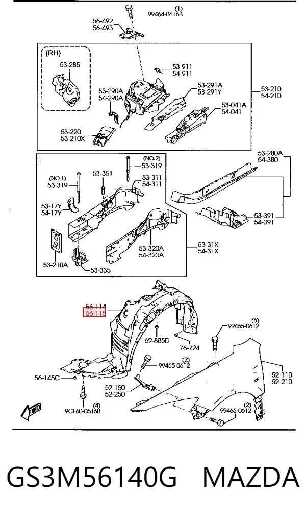 Подкрылок передний левый GS3M56140G Mazda