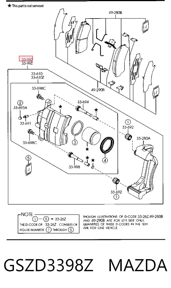 Суппорт тормозной передний правый GSZD3398Z Mazda