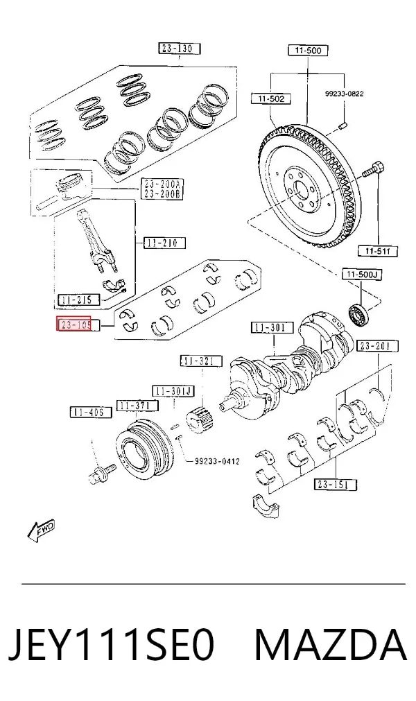 Вкладыши шатунные JEY111SE0 Mazda