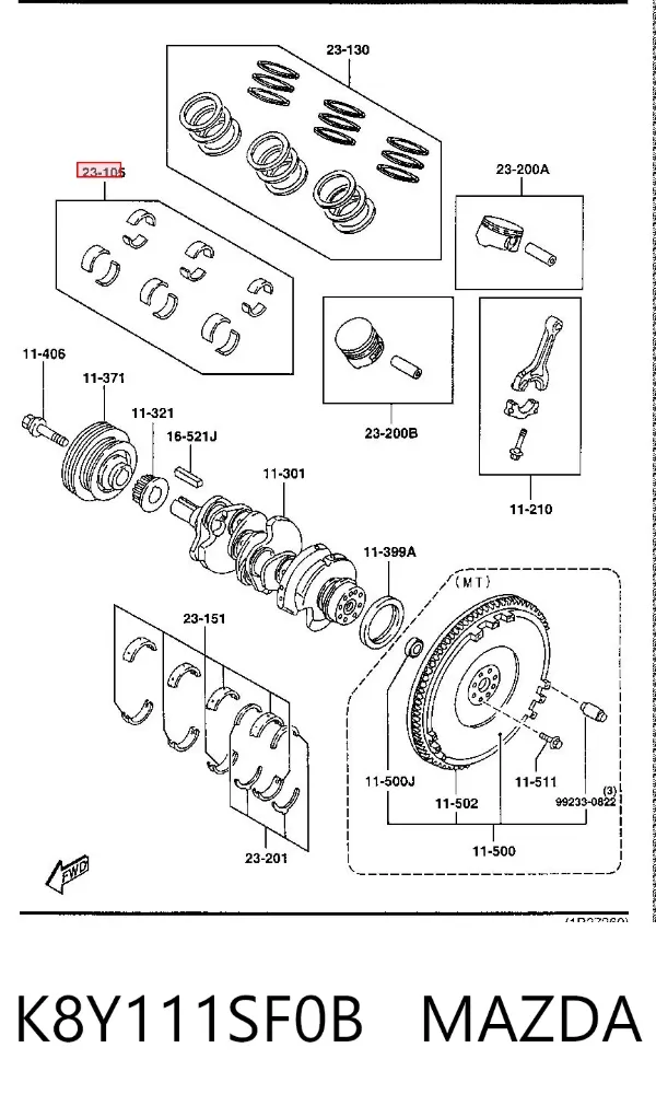 Вкладыши шатунные, 1-й ремонт K8Y111SF0B Mazda