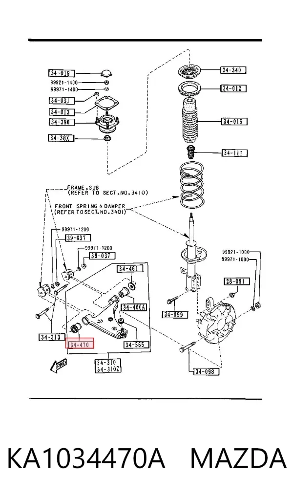 Сайлентблок переднего рычага KA1034470A Mazda