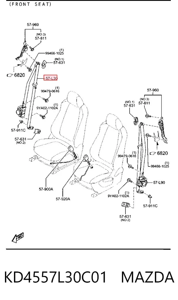 Ремень безопасности KD4557L30C01 Mazda