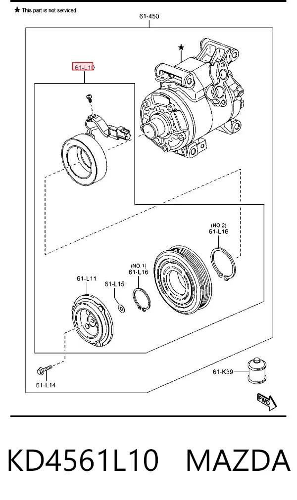 Муфта компрессора кондиционера KD4561L10 Mazda