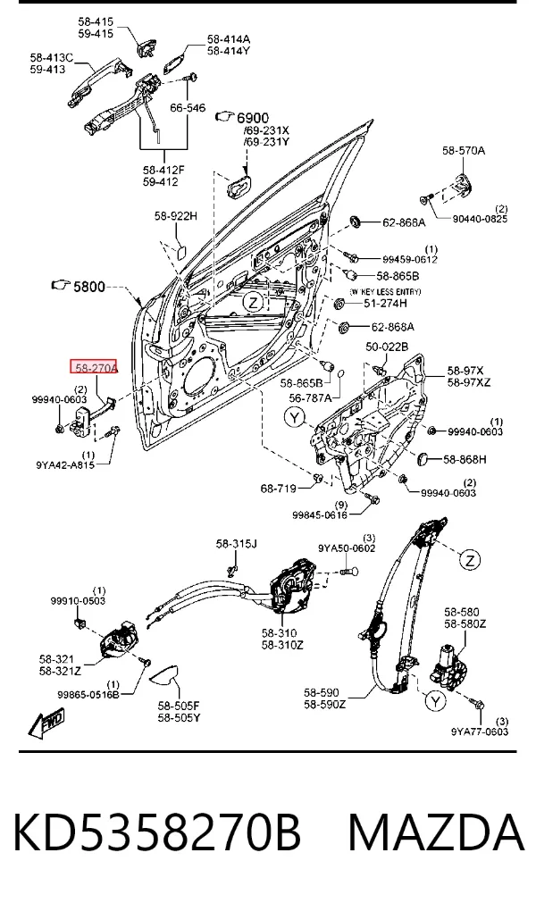 Ограничитель двери KD5358270B Mazda