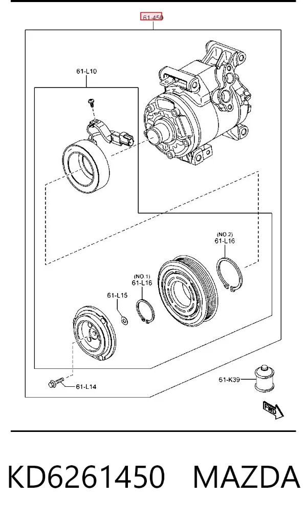 Компрессор кондиционера KD6261450 Mazda