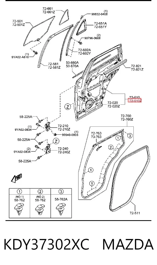 Дверь задняя левая KDY37302XC Mazda