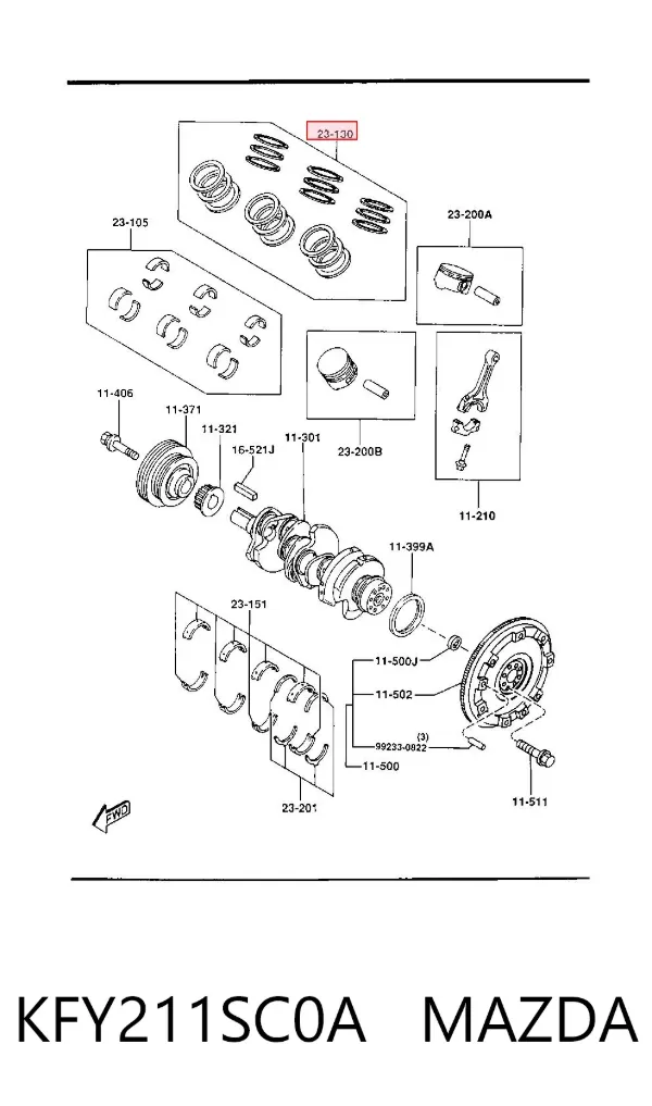 Кольца поршневые KFY211SC0A Mazda