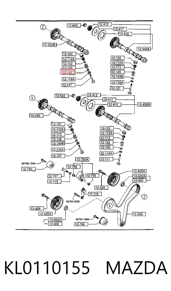 Сальник впускного клапана KL0110155 Mazda