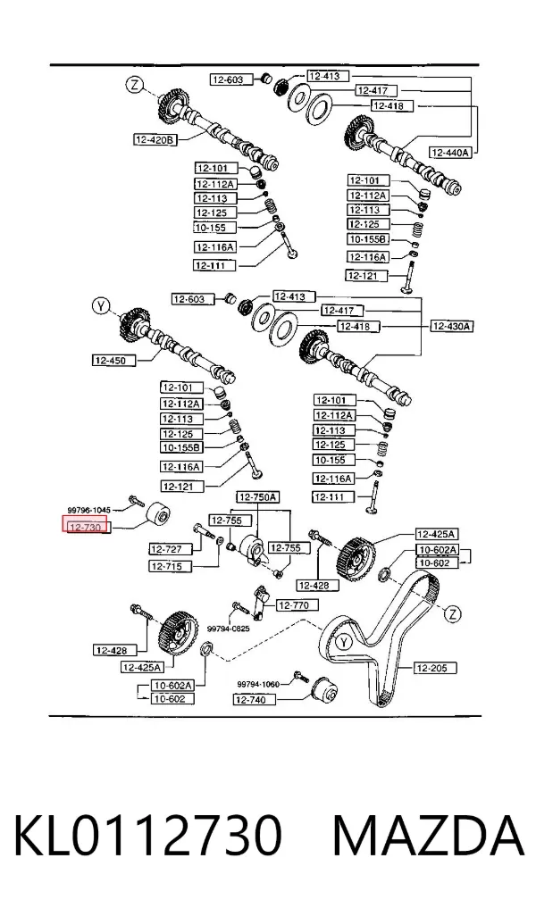 Паразитный ролик ГРМ KL0112730 Mazda