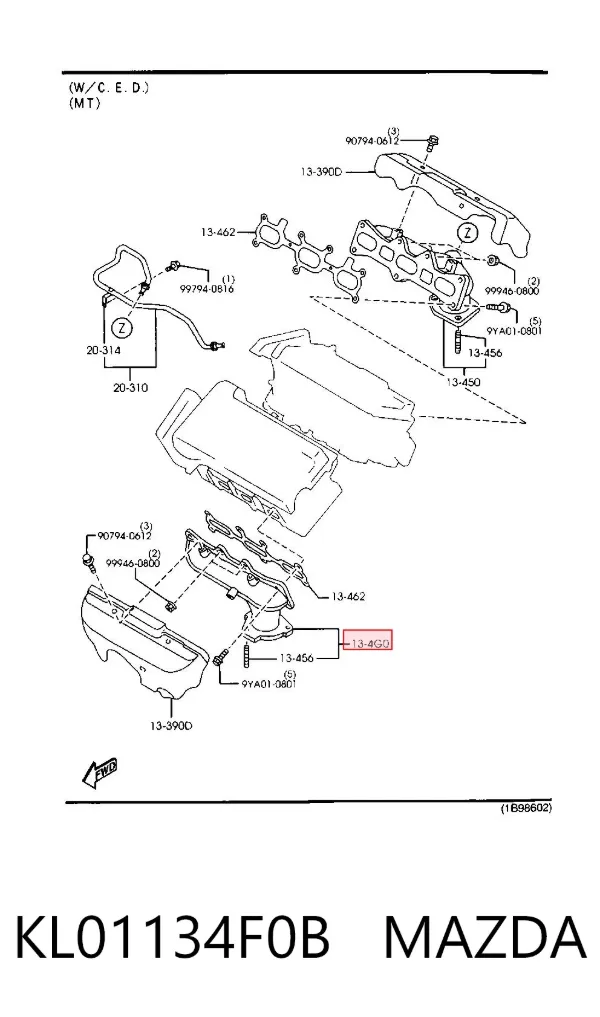 Коллектор выпускной правый KL01134F0B Mazda