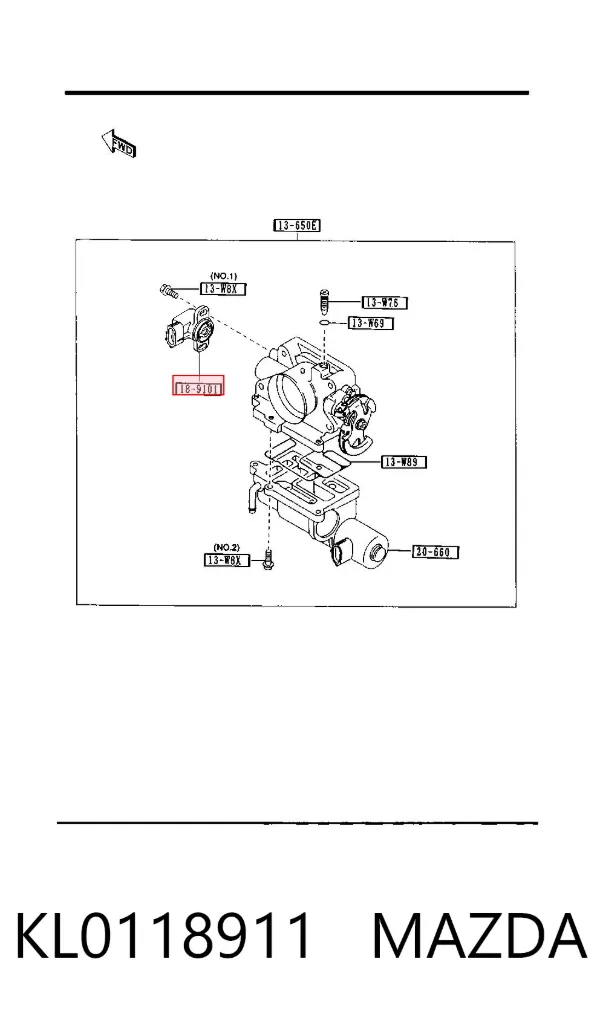 Датчик дроссельной заслонки KL0118911 Mazda