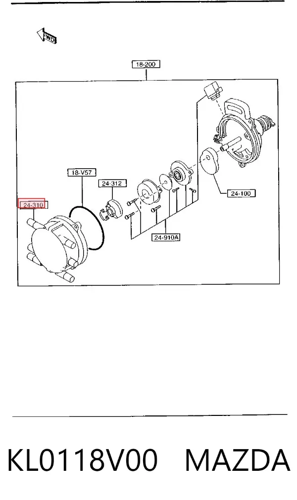 Крышка трамблера KL0118V00 Mazda