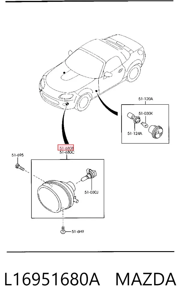 Фара противотуманная правая L16951680A Mazda