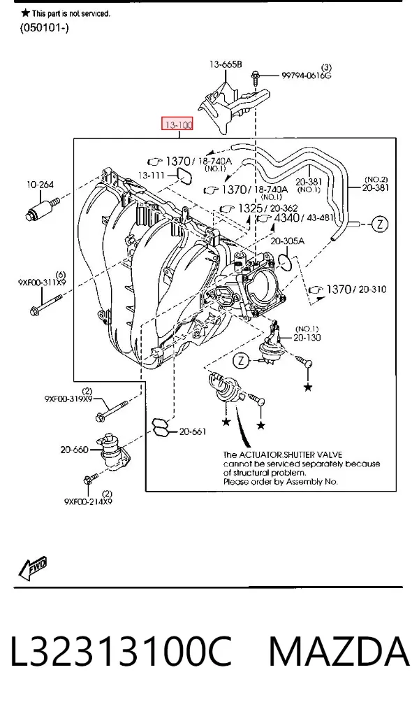 Впускной коллектор L32313100C Mazda