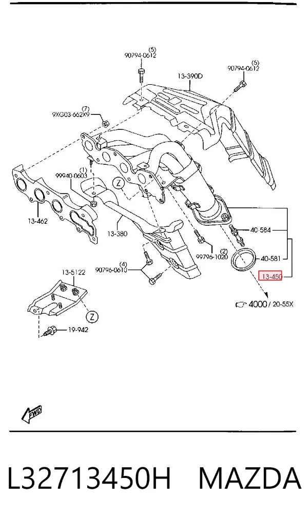 Выпускной коллектор L32713450H Mazda