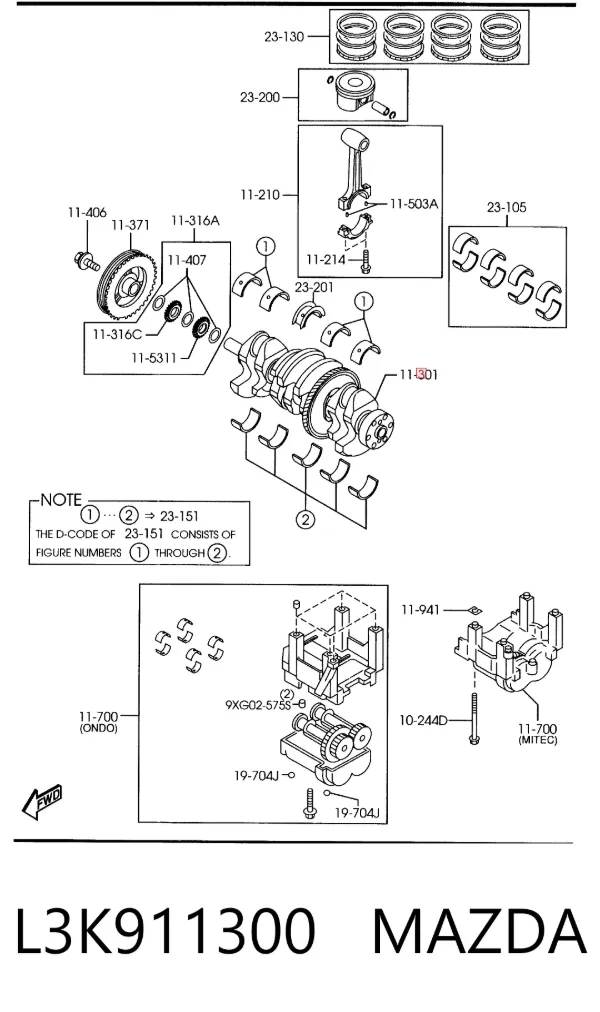 Коленвал L3K911300 Mazda