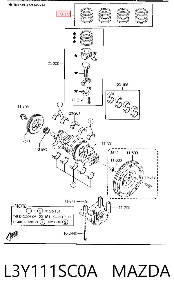 Кольца поршневые L3Y111SC0A Mazda