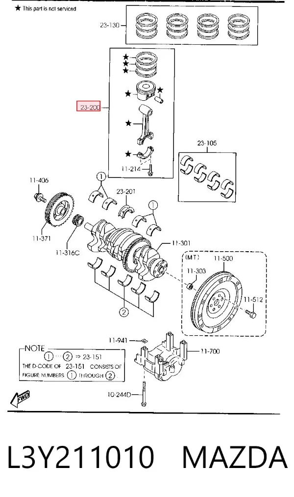 Поршень в сборе с шатуном L3Y211010 Mazda