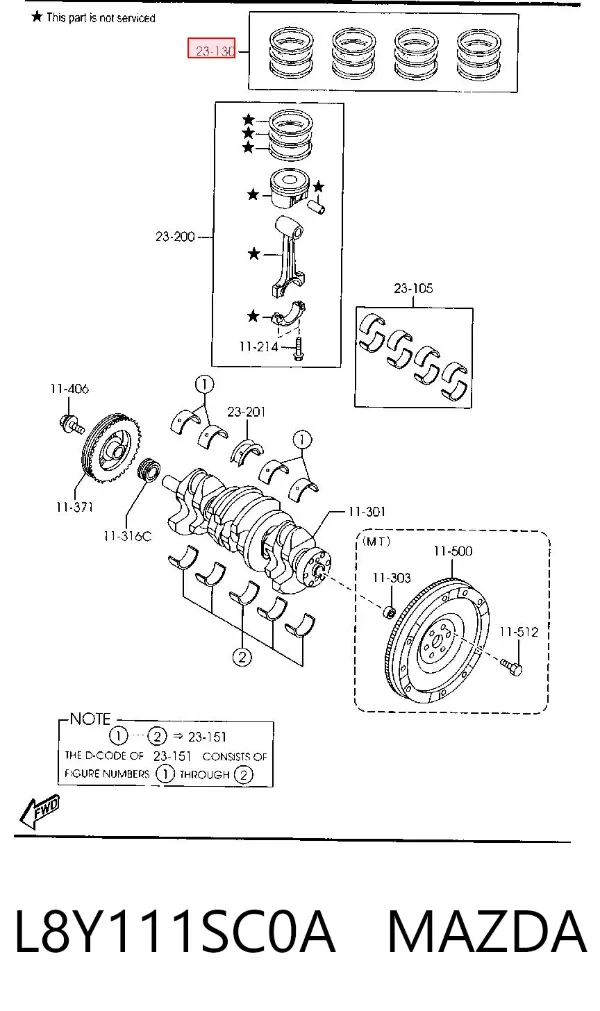 Кольца поршневые L8Y111SC0A Mazda