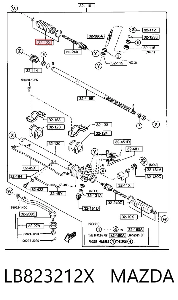 Пыльник рулевой рейки LB823212X Mazda