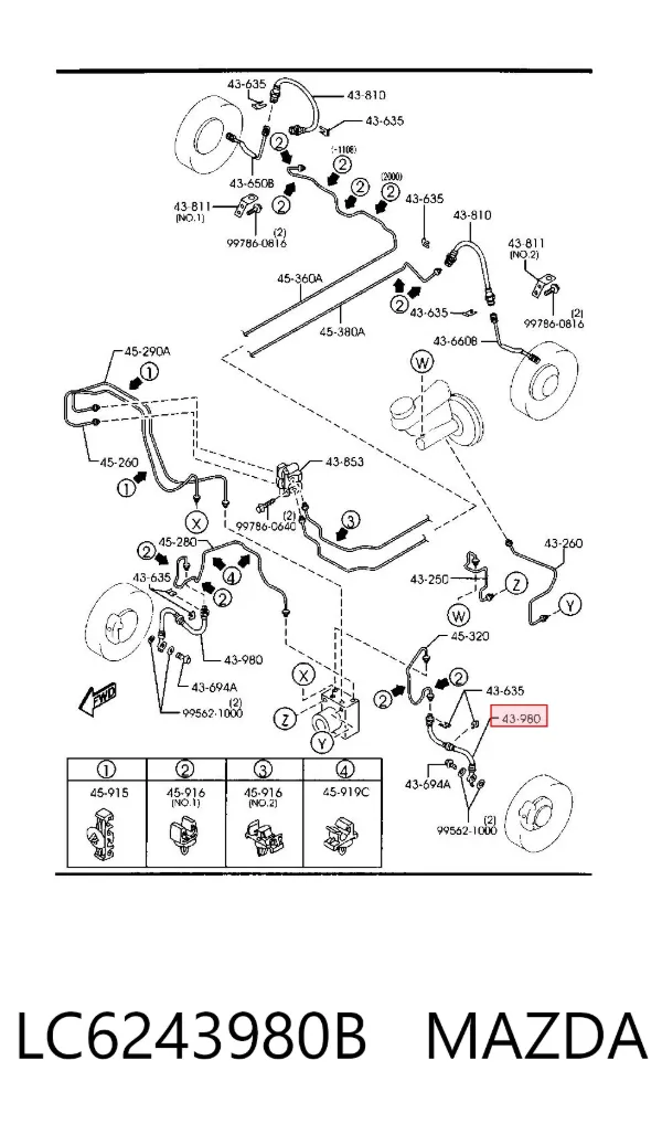 Шланг тормозной передний LC6243980B Mazda