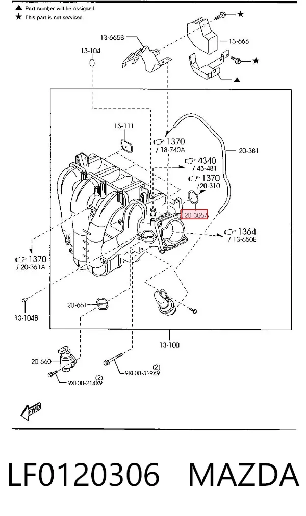 Прокладка EGR-клапана рециркуляции LF0120306 Mazda