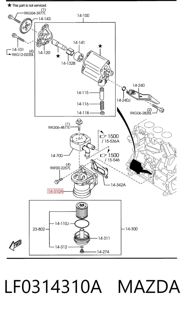 Корпус масляного фильтра LF0314310A Mazda