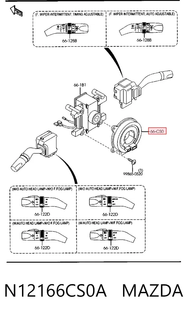 Шлейф руля N12166CS0A Mazda