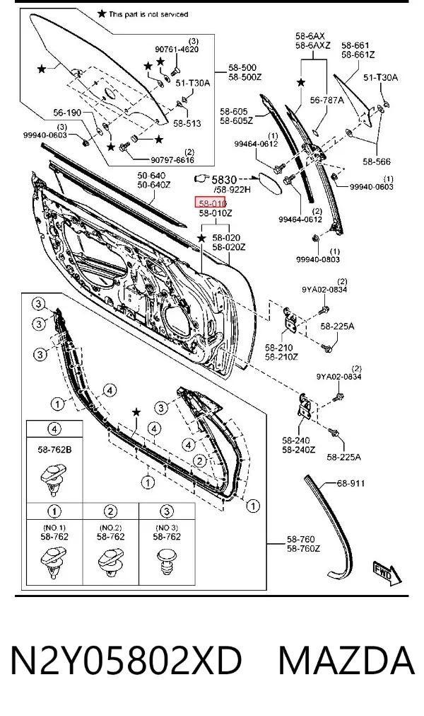 Дверь передняя правая N2Y05802XD Mazda