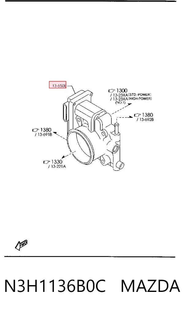 Дроссельная заслонка N3H1136B0C Mazda