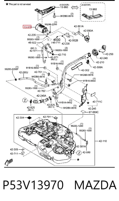 Адсорбер паров топлива MAZDA P53V13970
