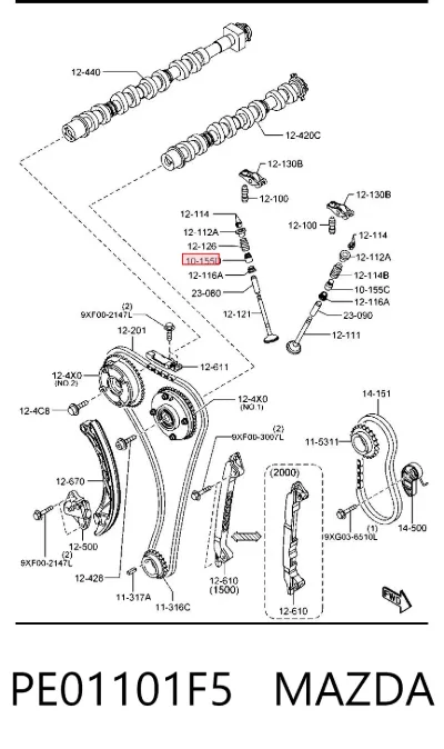 Сальник клапана (маслосъёмный) выпускного MAZDA PE01101F5