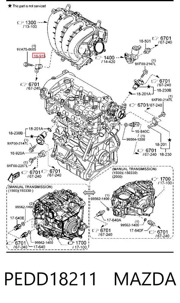 Датчик абсолютного давления PEDD18211 Mazda