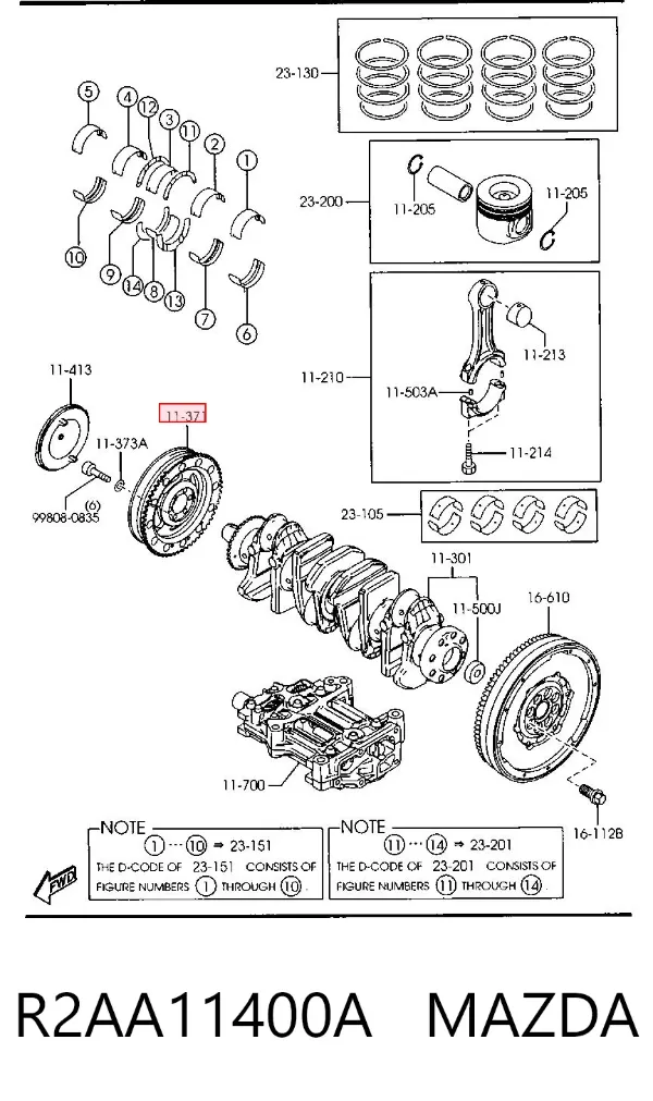 Шкив коленвала R2AA11400A Mazda