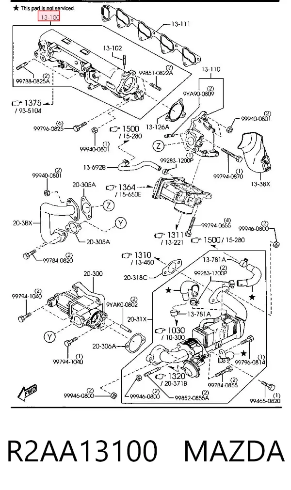Впускной коллектор R2AA13100 Mazda