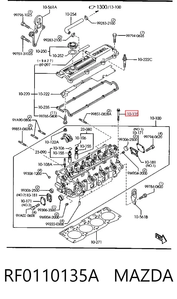 Болт ГБЦ RF0110135A Mazda