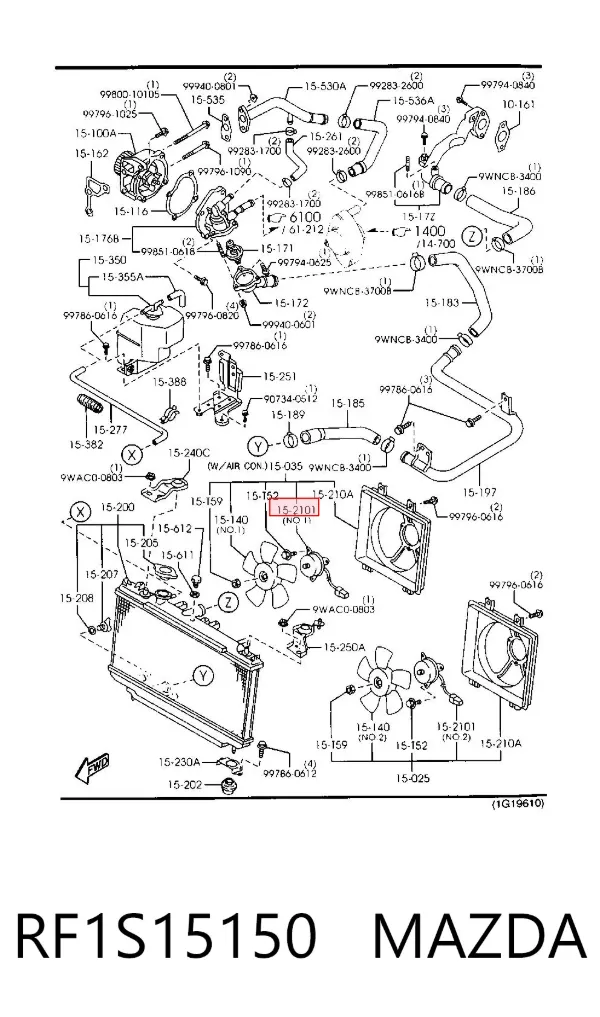 Мотор вентилятора кондиционера RF1S15150 Mazda