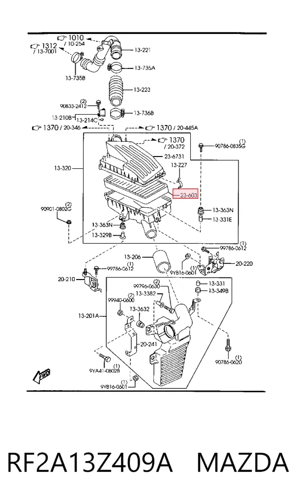 Воздушный фильтр RF2A13Z409A Mazda