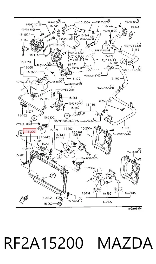 ま ページ。 RF2A15200 Mazda Радиатор охлаждения двигателя