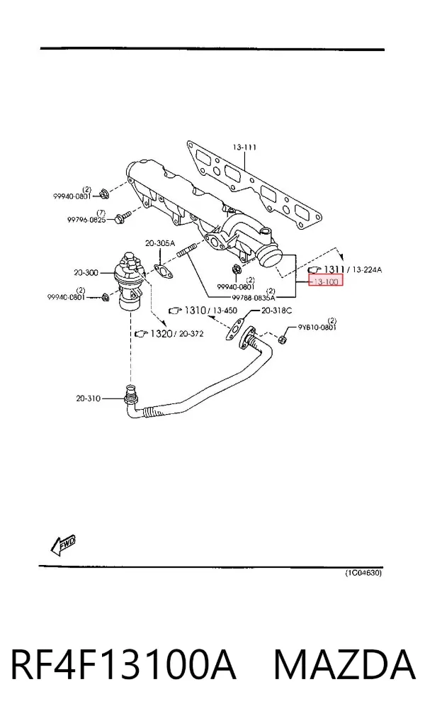 Впускной коллектор RF4F13100A Mazda