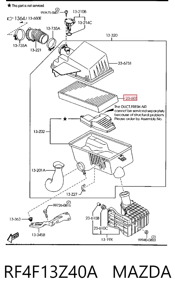 Воздушный фильтр RF4F13Z40A Mazda