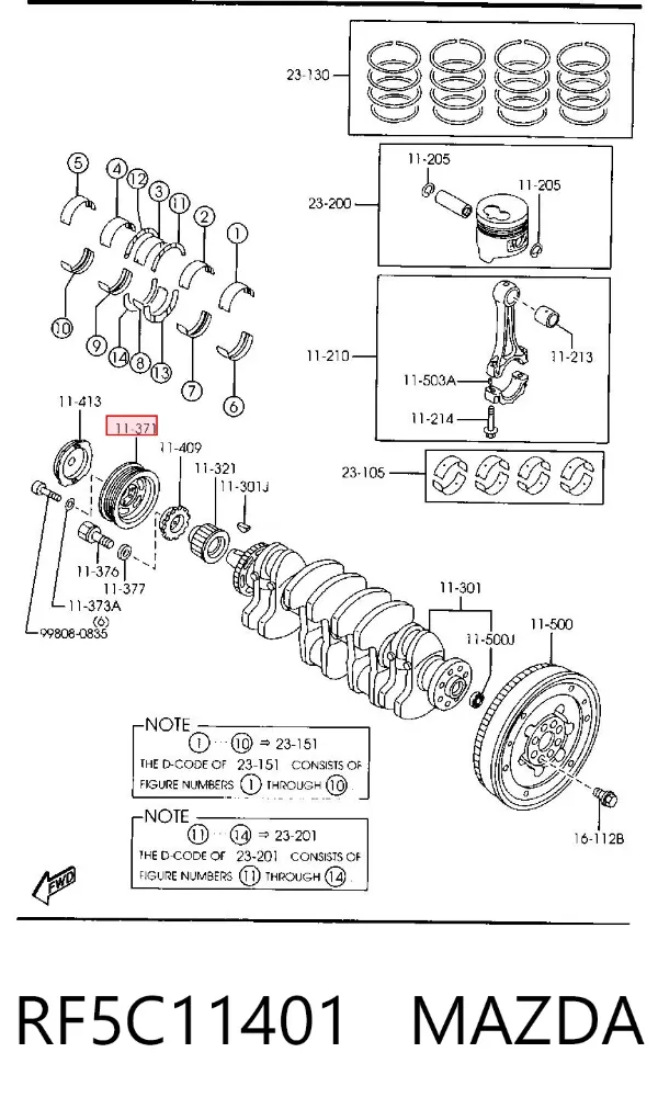 Шкив коленвала RF5C11401 Mazda