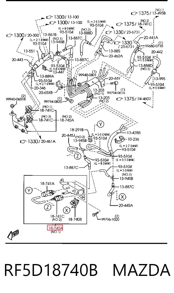 Клапан преобразователь давления наддува (соленоид) RF5D18740B Mazda