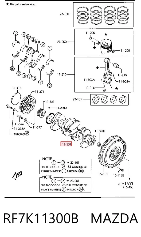 Коленвал RF7K11300B Mazda