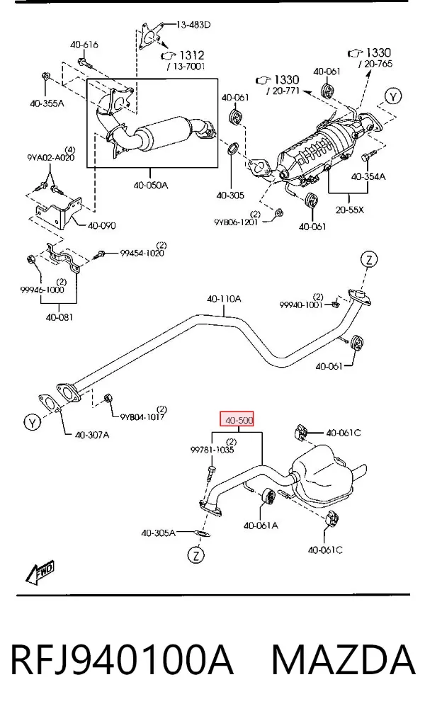 Глушитель задний RFJ940100A Mazda