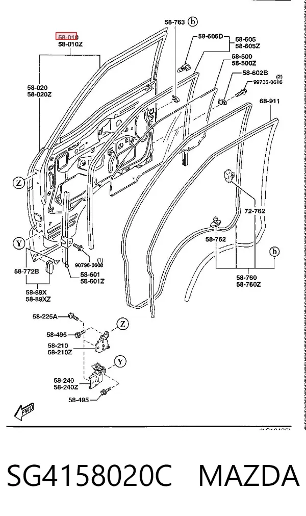 Дверь передняя правая SG4158020C Mazda